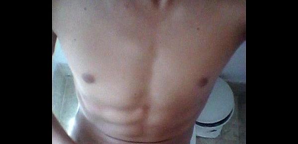  Young hot teen soloboy masturbates in the bathroom and cum